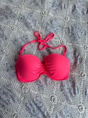 Y2K Victoria’s Secret neon pink ruched halter bikini top